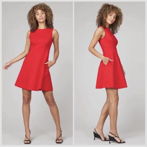 SPANX Dresses Spanx The Perfect Fit Flare Dress True Red Sleeveless